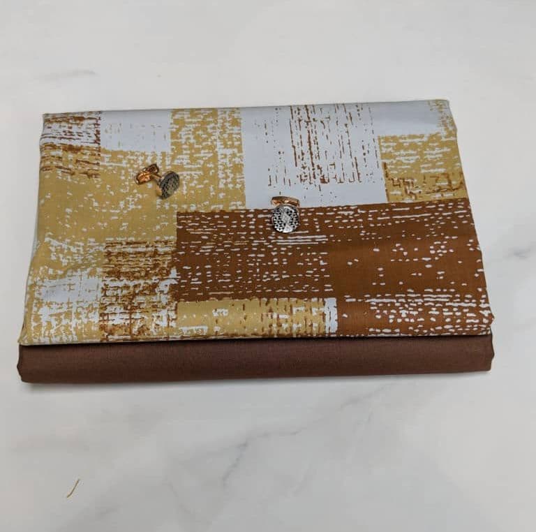 Ensemble Tissu Prestige Motif Abstrait et Uni Chocolat