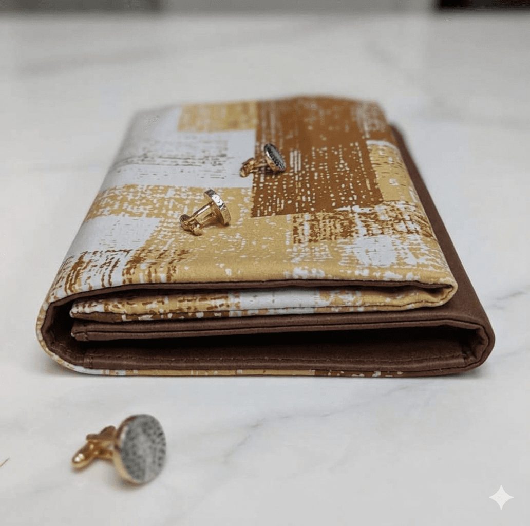 Ensemble Tissu Prestige Motif Abstrait et Uni Chocolat thumbnail 1