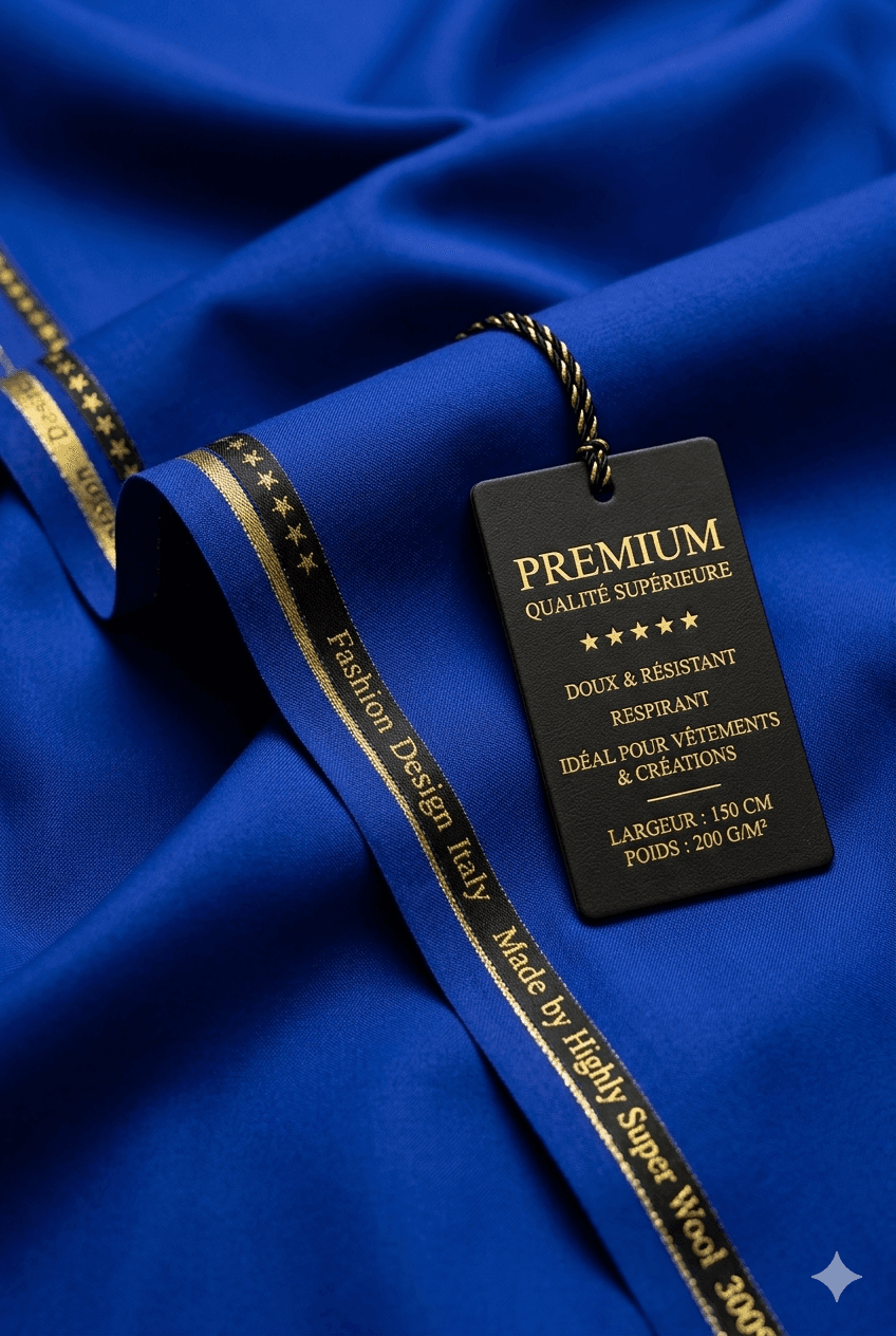 Tissu Super Laine Premium 300's - Bleu Roi Royal