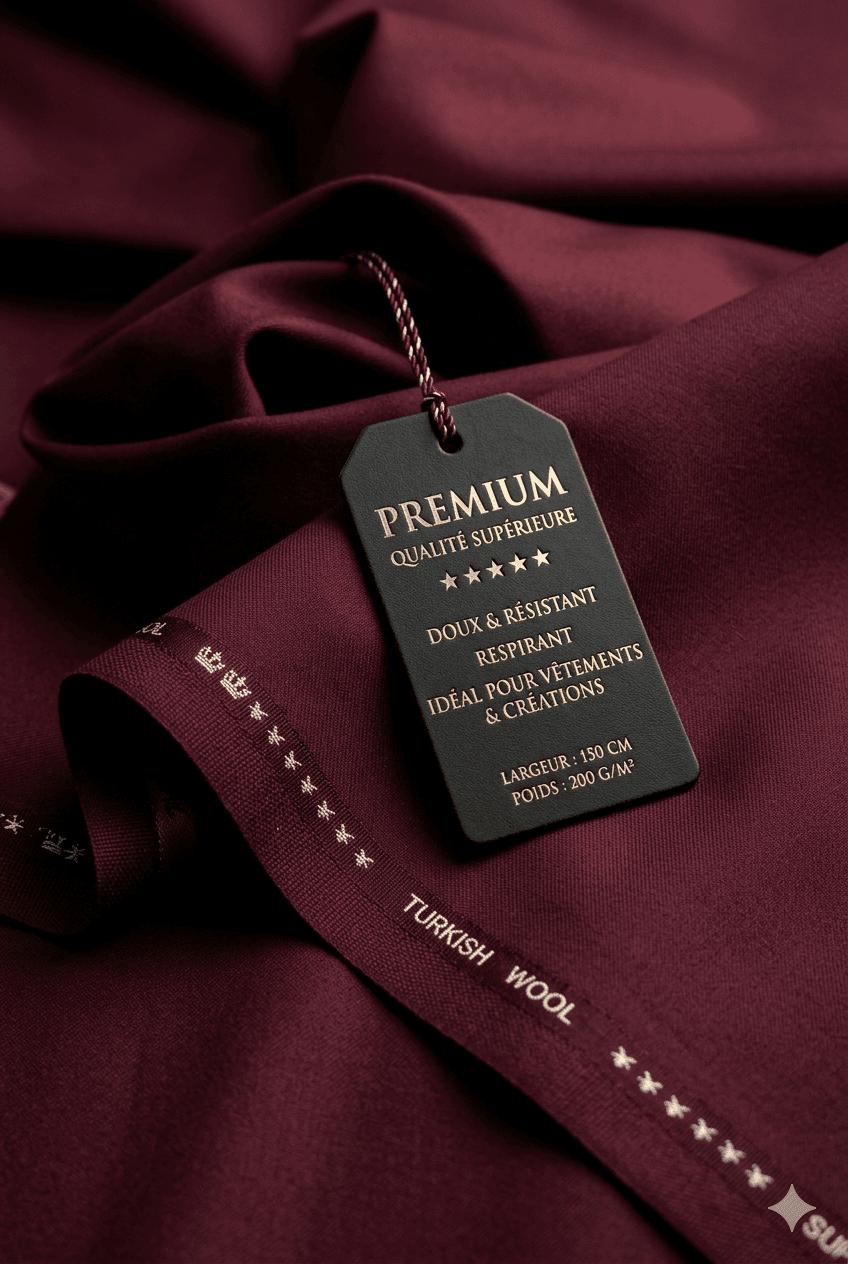 Tissu Good Luck Laine Premium - Rouge Bordeaux