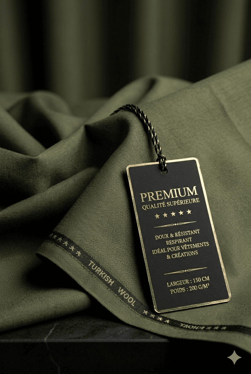 Tissu Good Luck Laine Turque Premium - Vert Olive