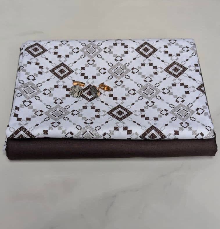 Tissu Deux Tons Combo Sénateur Chic - Marron et Blanc