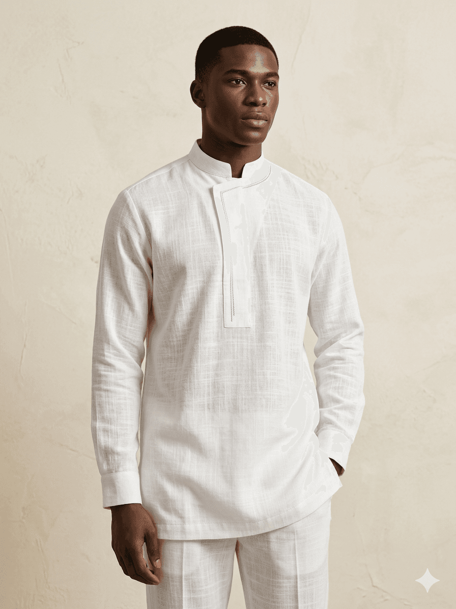 Tissu Lin Aspect Premium - Blanc Pur - Modèle