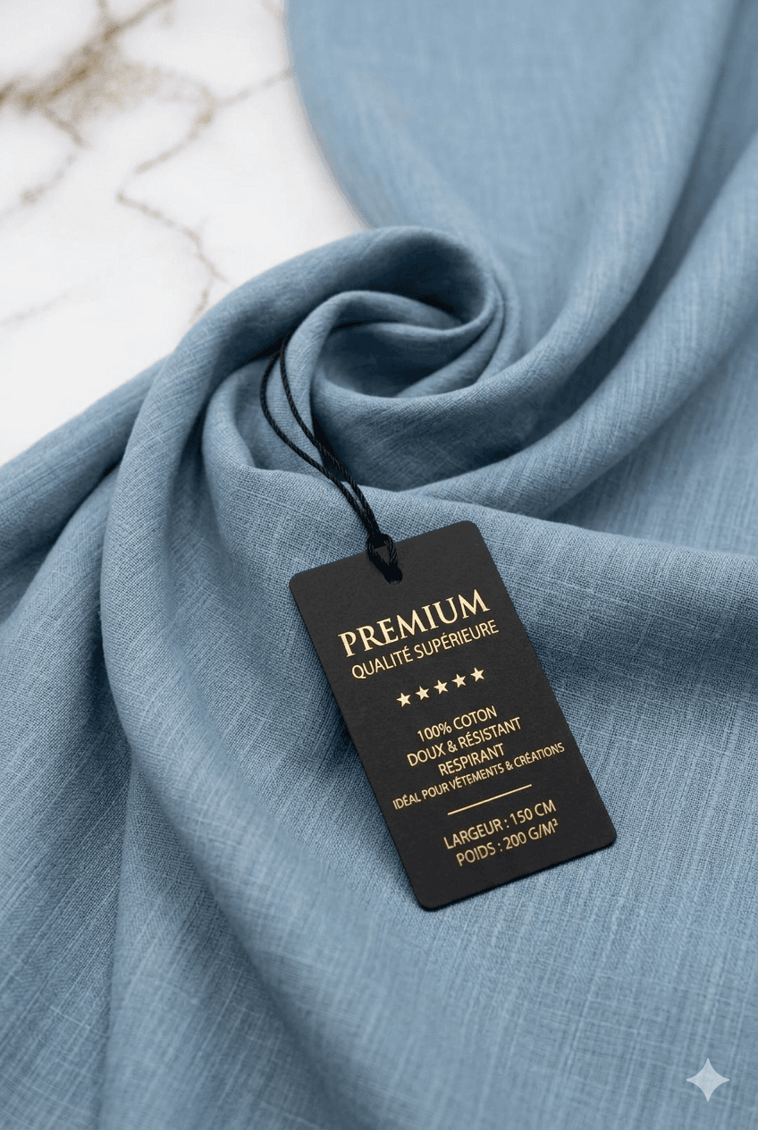 Tissu Lin   Premium - Bleu Horizon