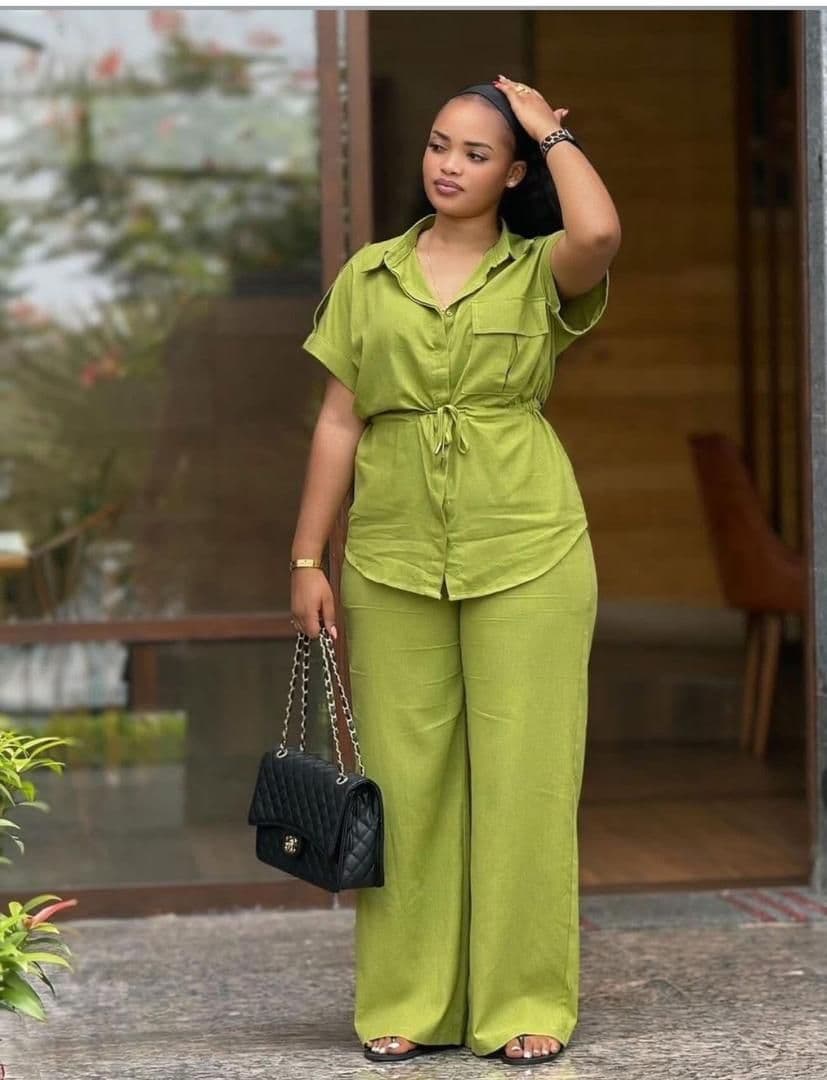 Tissu Pur Lin Lavé - Vert Anis - Modèle