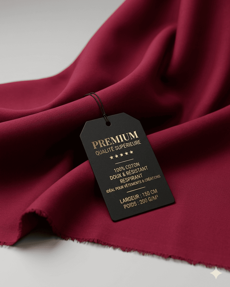 Tissu Coton Bordeaux Intense