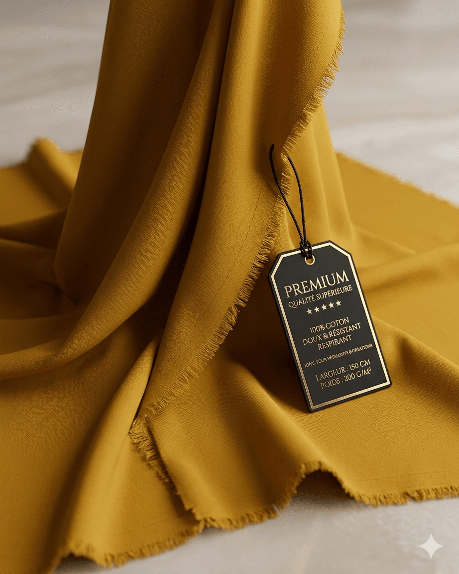 Tissu Coton Jaune Moutarde