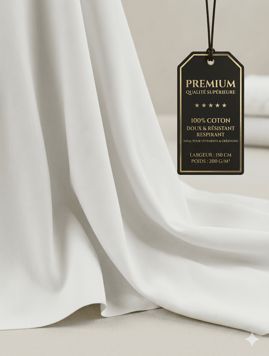 Tissu Coton Blanc Pur